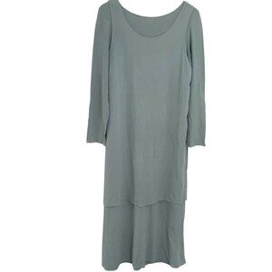 Vintage 90s Basic Threads Santa Monica Layered Maxi Dress S Sage Green Lagenlook